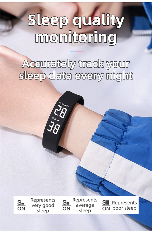 Pink Silent Vibration Alarm Smart Silicone Wristband with 3-Alarm Settings - Discreet Wake-Up Device for Teens & Adults (Horizontal version)