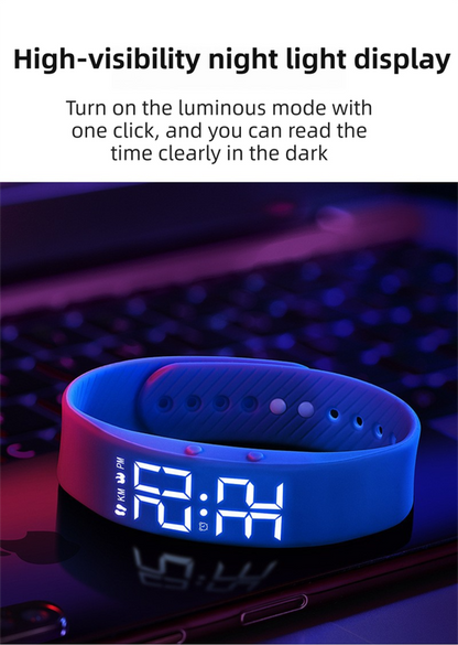 Pink Silent Vibration Alarm Smart Silicone Wristband with 3-Alarm Settings - Discreet Wake-Up Device for Teens & Adults (Horizontal version)