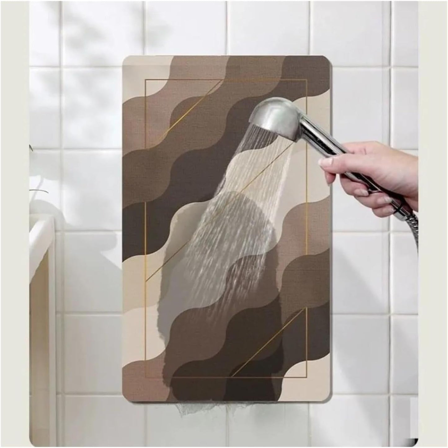 Ultra-Absorbent Instant Dry Diatom Mud Bathroom Mat (50 x 80 CM) - Puzzle Decor Anti-Slip Rubber Rug for Kitchen, Entryway & Shower(Style B)