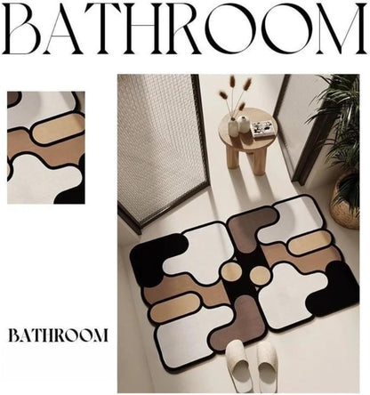 Ultra-Absorbent Instant Dry Diatom Mud Bathroom Mat (40 x 60 CM) - Puzzle Decor Anti-Slip Rubber Rug for Kitchen, Entryway & Shower(Blue)