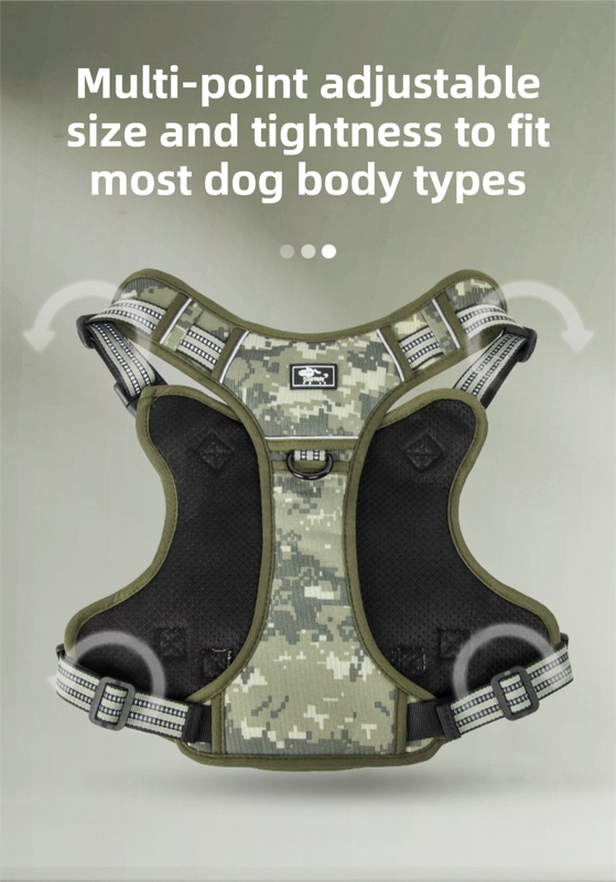 3-Piece Green Tactical Dog Harness Set (XL Size) - Heavy Duty No-Pull Vest with Detachable Tactical Pouch & Climbing Rope Leash