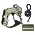 3-Piece Camouflage Tactical Dog Harness Set (S Size) - Heavy Duty No-Pull Vest with Detachable Tactical Pouch & Climbing Rope Leash