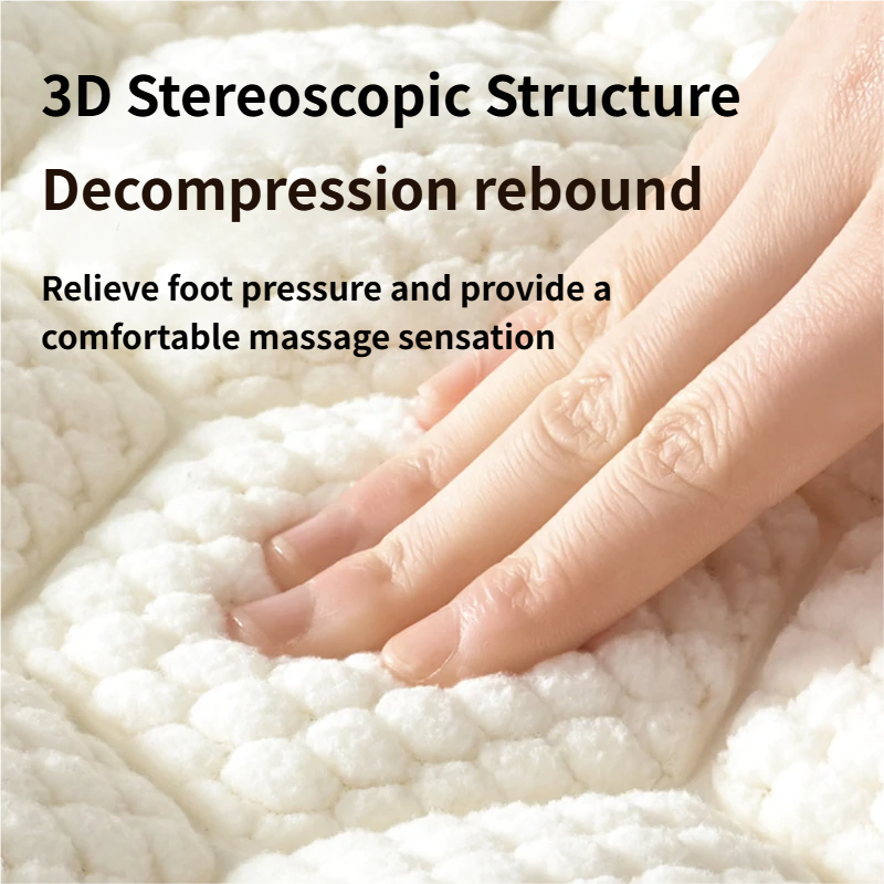 White 3D Honeycomb Textured High-Elastic Memory Foam Bathroom Mat (50 x 80 CM) - Ultra Absorbent Quick-Dry Thickened Door Mat