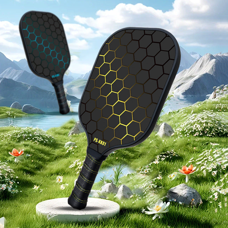 Black and Yellow Lightweight Fiberglass Pickleball Paddle Set - 2 High-Rebound Rackets with PU Comfort Grip, 4 Balls and Carry Bag for Outdoor Play
