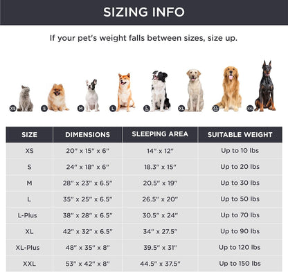 Brown Waterproof Egg-Crate Foam Therapeutic Pet Sofa Bed and Fleece Lounge (L Size 91 x 69 x 17 CM) - Low Entry, High Bolster Support & Zipper Removable Cover
