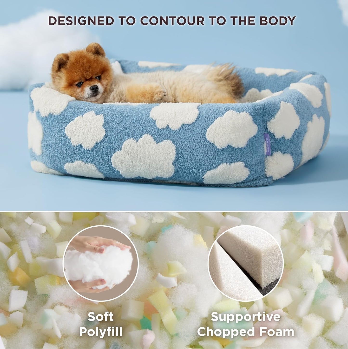 63x53x17 CM Cute Square Plush Pet Bed with Removable Cover & 5 Bolsters Support - Brown Plaid Machine Washable Calming Dog & Cat Sofa