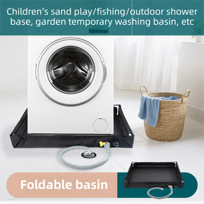 80x80x10CM Green Portable Outdoor Shower Tray & Versatile Collapsible Water Basin - Reinforced Support and Drainage System- Leak-proof Oxford Large Base for Camping, Beach & Garden