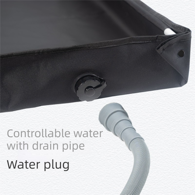 80x80x10CM Green Portable Outdoor Shower Tray & Versatile Collapsible Water Basin - Reinforced Support and Drainage System- Leak-proof Oxford Large Base for Camping, Beach & Garden