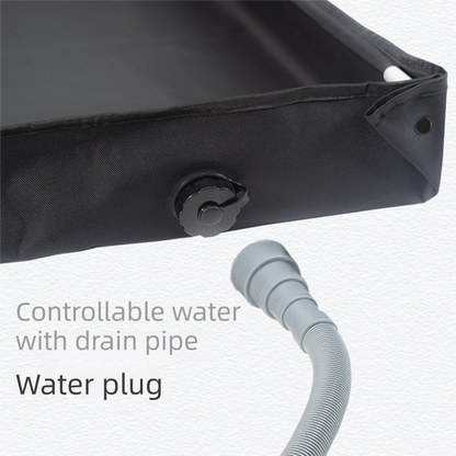 80x80x10CM Green Portable Outdoor Shower Tray & Versatile Collapsible Water Basin - Reinforced Support and Drainage System- Leak-proof Oxford Large Base for Camping, Beach & Garden