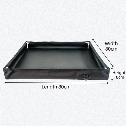80x80x10CM Green Portable Outdoor Shower Tray & Versatile Collapsible Water Basin - Reinforced Support and Drainage System- Leak-proof Oxford Large Base for Camping, Beach & Garden