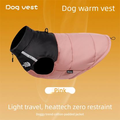 Pnik 2XL  Size  Dog Clothing — Warm, Thickened Cotton Jacket for Autumn & Winter; Waterproof Pet Vest — Reflective Safety Design, Leash-Compatible