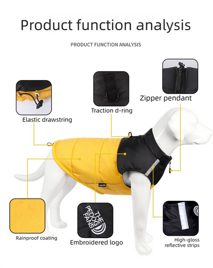 Pnik 2XL  Size  Dog Clothing — Warm, Thickened Cotton Jacket for Autumn & Winter; Waterproof Pet Vest — Reflective Safety Design, Leash-Compatible