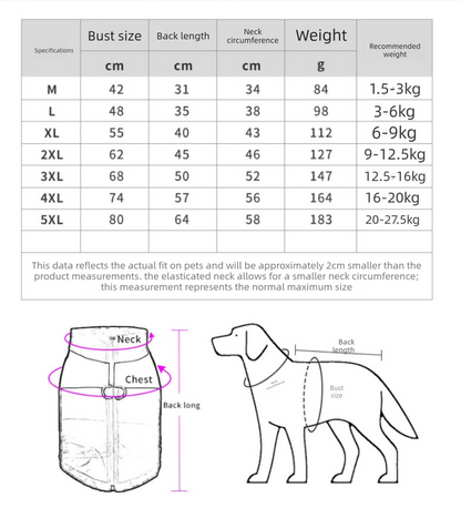 Pnik 2XL  Size  Dog Clothing — Warm, Thickened Cotton Jacket for Autumn & Winter; Waterproof Pet Vest — Reflective Safety Design, Leash-Compatible