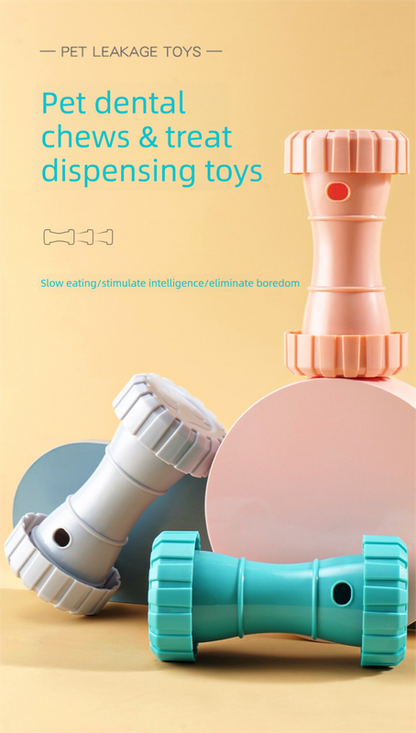 2 Pack（Pink）: Cat and Dog Treat Dispenser Toy – Interactive, Durable, Bite-Resistant Slow-Feeder, Dumbbell and Tire-Shaped Pet Toy