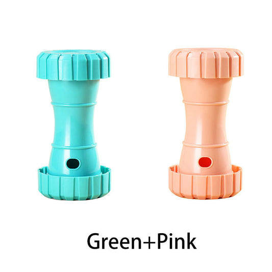 2 Pack（Green+Pink）: Cat and Dog Treat Dispenser Toy – Interactive, Durable, Bite-Resistant Slow-Feeder, Dumbbell and Tire-Shaped Pet Toy