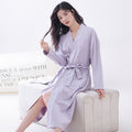 Purple  M size Women's Cotton Robe — Autumn/Winter Bathrobe & Morning Gown | Long Sleeve, Mid-Length, Plus Size | Loose, Comfortable, and Machine Washable | Suitable for All Seasons