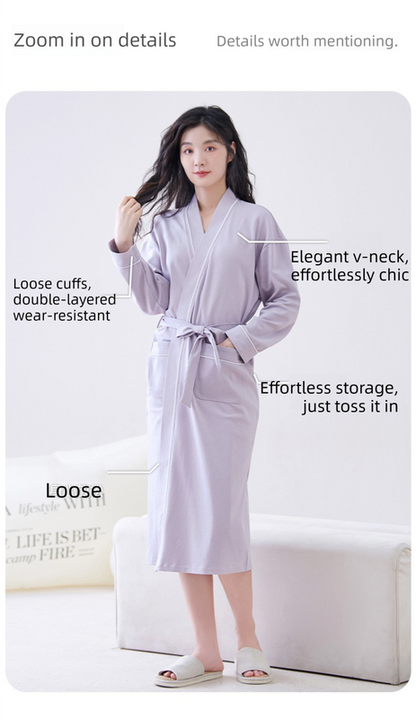 Red 2XL size Women's Cotton Robe — Autumn/Winter Bathrobe & Morning Gown | Long Sleeve, Mid-Length, Plus Size | Loose, Comfortable, and Machine Washable | Suitable for All Seasons