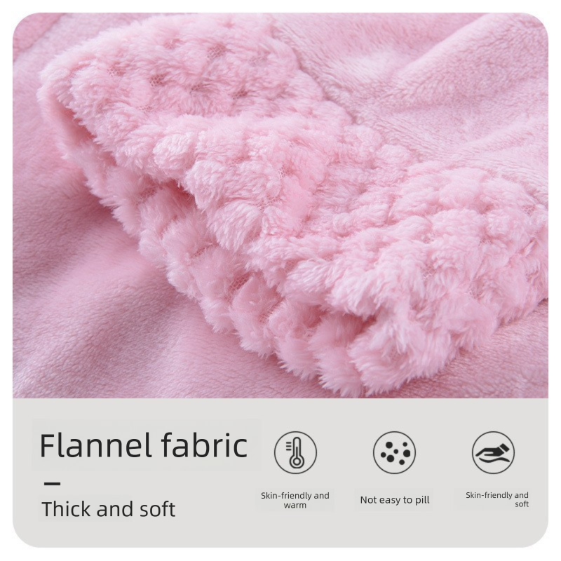 Pink L size Plush Flannel Robe for Couples - Thickened Warm Bathrobe with Shawl Collar, Soft Fleece Material, Unisex Long Style for Winter Home Wear
