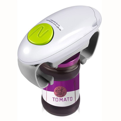 White Upgraded One-Touch Electric Can Opener â Dual-Handle Design, Automatic Hands-Free Can/Bottle Opener, ABS Material, Battery-Powered (Batteries Not Included), Designed for the Kitchen.