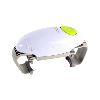 White Upgraded One-Touch Electric Can Opener â Dual-Handle Design, Automatic Hands-Free Can/Bottle Opener, ABS Material, Battery-Powered (Batteries Not Included), Designed for the Kitchen.
