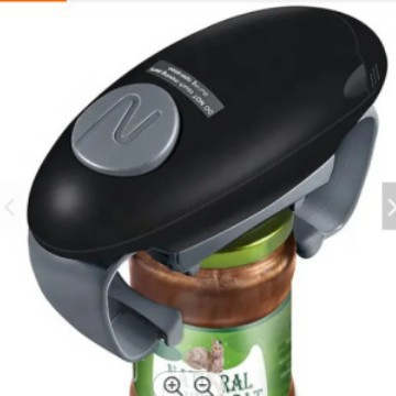 Black Upgraded One-Touch Electric Can Opener â Dual-Handle Design, Automatic Hands-Free Can/Bottle Opener, ABS Material, Battery-Powered (Batteries Not Included), Designed for the Kitchen.