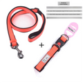 Orange M size Vibrant Reflective Dog Collar and Leash Set - Adjustable Nylon Pet Harness with Comfortable Padding