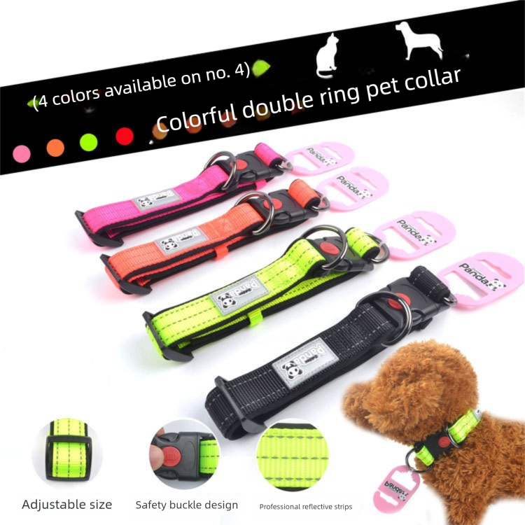 Orange M size Vibrant Reflective Dog Collar and Leash Set - Adjustable Nylon Pet Harness with Comfortable Padding