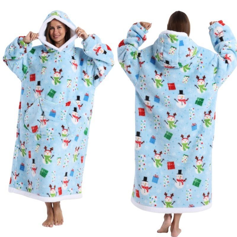 Pink Strawberry Style Oversized Hooded Blanket for Adults - Ultra Soft & Warm Wearable Fleece Throw with Giant Pocket, Perfect for Winter, Christmas & Valentine's Day