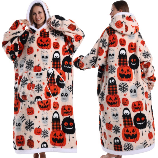 Christmas Plaid Style Oversized Hooded Blanket for Adults - Ultra Soft & Warm Wearable Fleece Throw with Giant Pocket, Perfect for Winter, Christmas & Valentine's Day