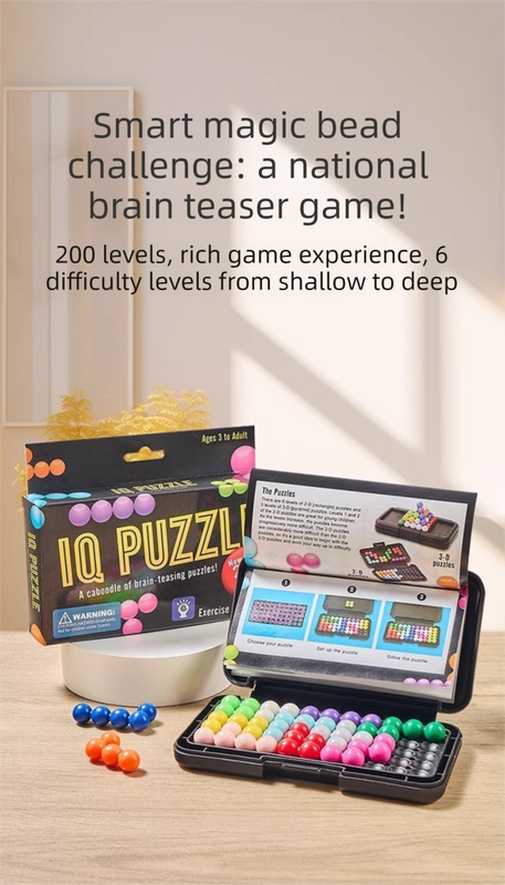 3-Pce Black  3D Puzzle - portable, educational logic game suitable for children and adults, featuring numerous levels and made of ABS material.