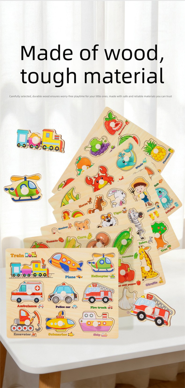 Puzzle Board for Toddlers - Early Learning Shape Sorter & Hand-Eye Coordination Toy for Kids 3+, Educational & Durable【traffic Style】