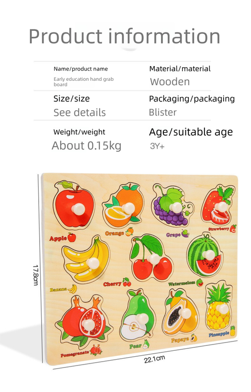 6-Pce Puzzle Board for Toddlers - Early Learning Shape Sorter & Hand-Eye Coordination Toy for Kids 3+, Educational & Durable【Ocean Style+Animal Style+Farmhouse Style+Fruit Style+Vegetable Style+traffic Style】