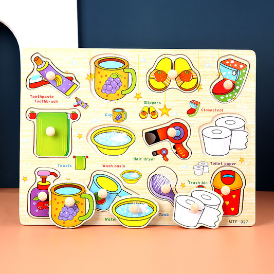 Toddler Peg Puzzle — An educational and entertaining matching toy featuring letters, numbers, shapes, and everyday objects; an early learning and developmental toy suitable for children aged 3 and up【articles for daily use Style】
