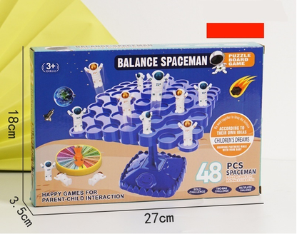 Blue Kids Balance Spaceman Stacking Toy - 48 Astronaut Figures Balance Tree Game with Punishment Wheel & Dice - Parent-Child Interactive Tabletop Game for Boys Girls Ages 3-8