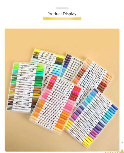 White 120 COLOURS Dual-Tip Watercolor Marker Set - Colors Washable Art Pens with Brush & Fine Tips for Kids, Students & Artists