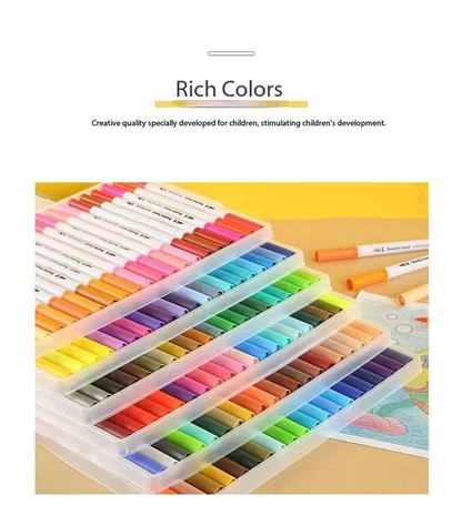 White 120 COLOURS Dual-Tip Watercolor Marker Set - Colors Washable Art Pens with Brush & Fine Tips for Kids, Students & Artists