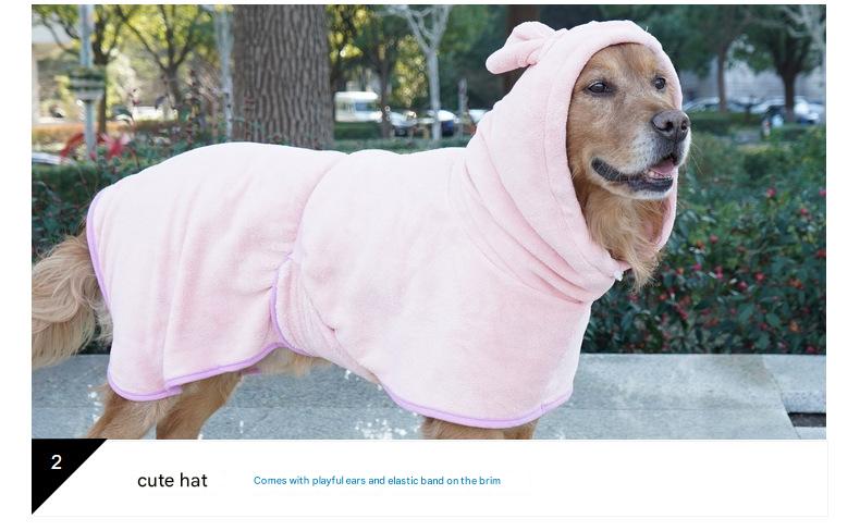 Blue Hooded Dog Bathrobe - Super Absorbent, Adjustable Fit, Cozy Pet Towel (Size : M)