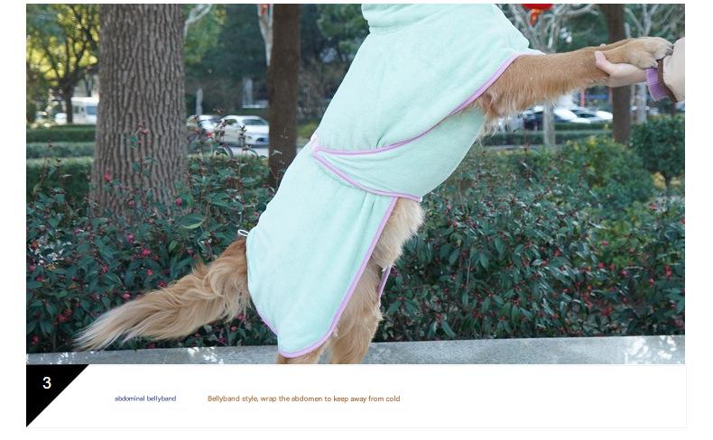 Blue Hooded Dog Bathrobe - Super Absorbent, Adjustable Fit, Cozy Pet Towel (Size : M)
