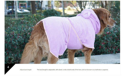 Blue Hooded Dog Bathrobe - Super Absorbent, Adjustable Fit, Cozy Pet Towel (Size : XL)