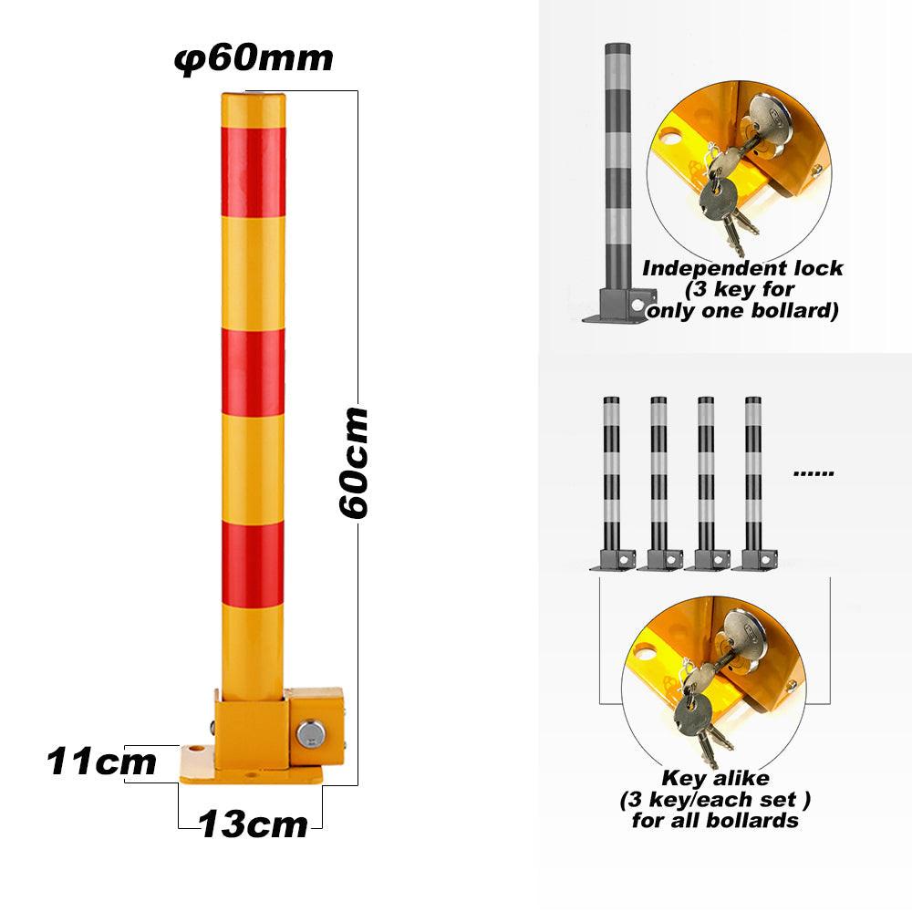 Red Parking Bollard locker Barrier Key Alike lock Fold Down Vehicle.