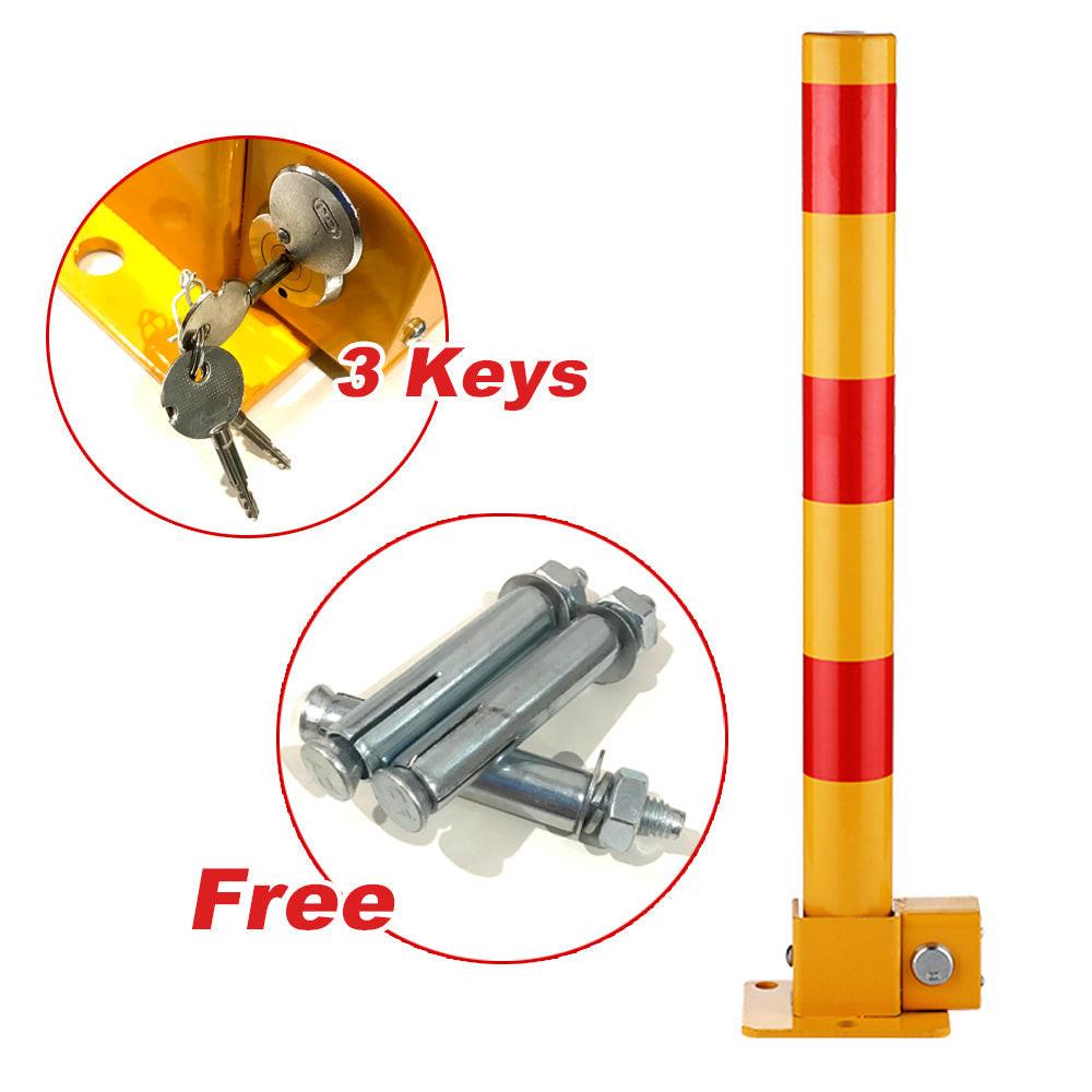 Red Parking Bollard locker Barrier Key Alike lock Fold Down Vehicle.