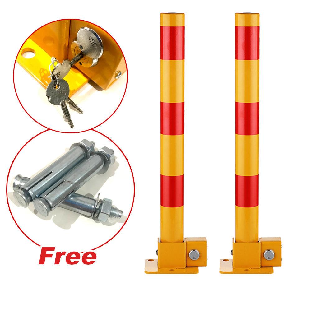 Red Parking Bollard locker Barrier Key Alike lock Fold Down Vehicle.