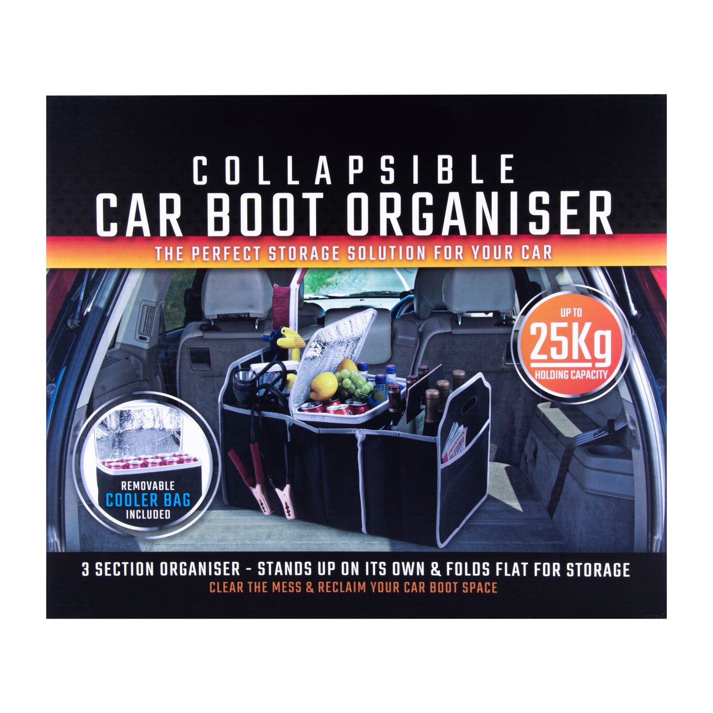 Collapsible Car Trunk Organiser with Cooler Bag.