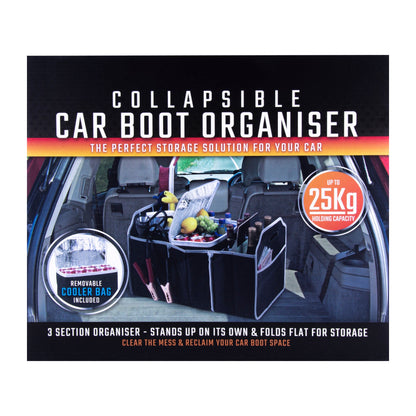 Collapsible Car Trunk Organiser with Cooler Bag.
