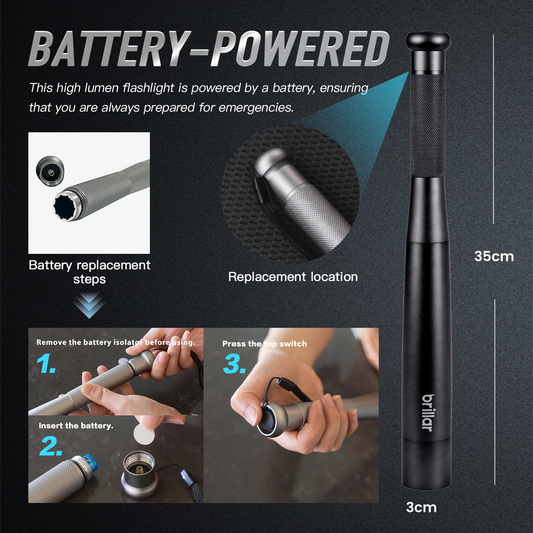 Brillar Aluminium Long Torch - Black.