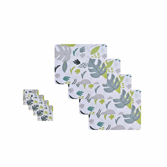 8 Pcs Clevinger  MDF Placemats and Coasters Monstera.