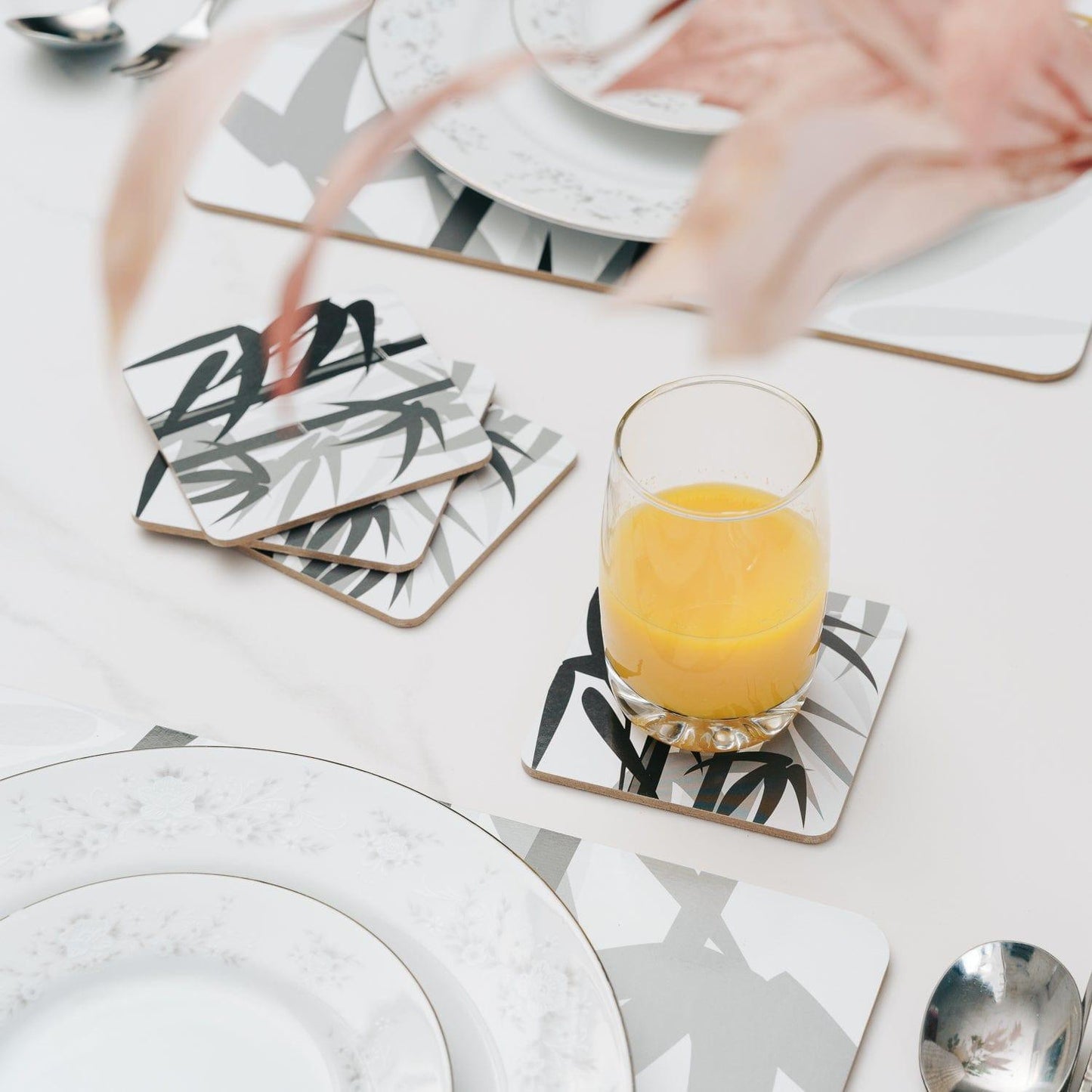 8 Pcs Clevinger MDF Placemats and Coasters Bamboo.