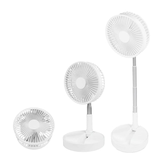 Folding Telescopic 4.5W Portable Height/Tilt Adjustable Rechargeable Cordless Fan.