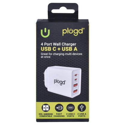 4 PORT  WALL CHARGER USB C+USB A.