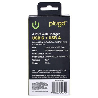 4 PORT  WALL CHARGER USB C+USB A.